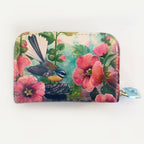Fantail with Hollyhocks Leather Cardholder