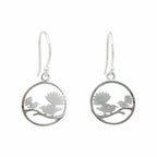 Sterling Silver Earrings - Two Fantails in Circle