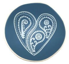 Paisley White Aroha  On blue - 7cm Porcelain Bowl