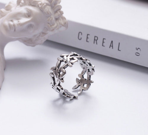 Sterling Silver Ring Leaves