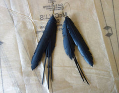 Upcycled Multi Feather Hoops with Strands Earrings