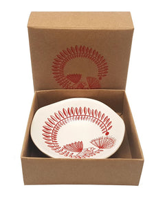 Red Fantail & Pohutukawa On White - 7cm Porcelain Bowl