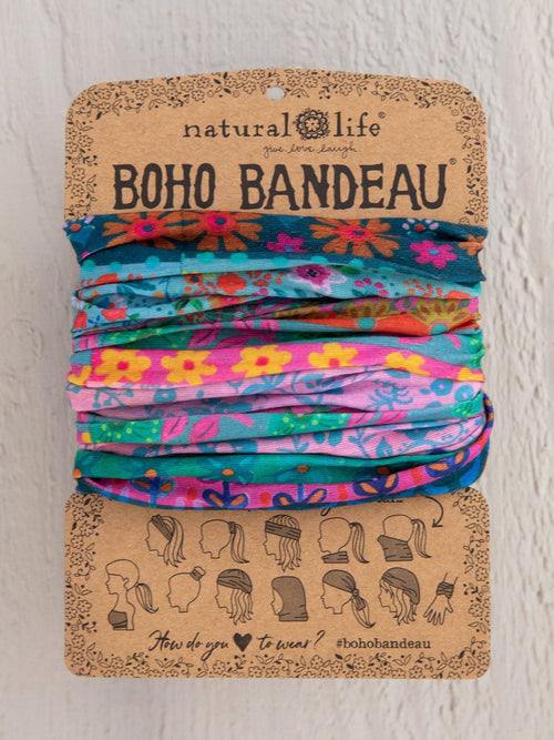 Boho Bandeau Blue/Pink Borders
