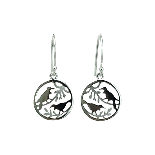 Sterling Silver Earrings - Two Tui in Circle