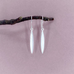 Sterling Silver Earrings - Flax Leaf Drop (Harakeke)