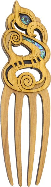 Wooden Heru Maori Comb - Manaia