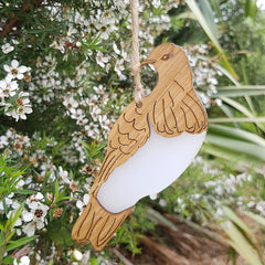 Hanging Ornament- Kereru (Bamboo+White Satin Acrylic)