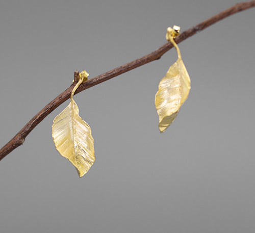 Sterling Silver Leaf Earrings