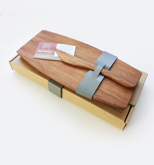 Waka Paté Cheese Board with knife Rimu MZ Design NZ Made 