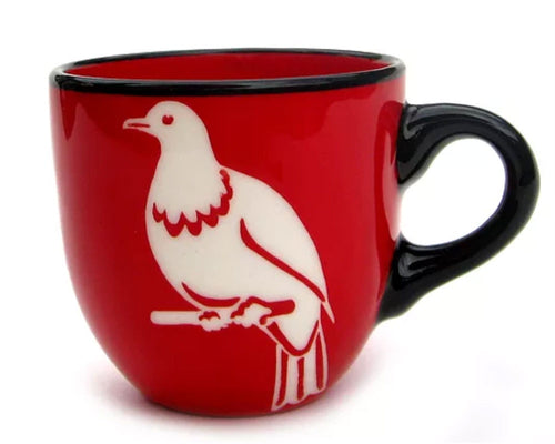 Red Kereru Ceramic Mug NZ Made Painted Pacific Pottery