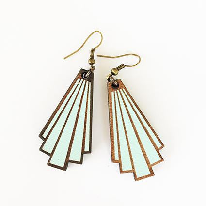 Earrings Aqua Deco Silver Hook