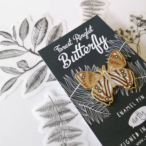 Forest Ringlet Butterfly Enamel Pin