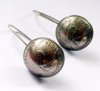 Re-minted Artisan Sterling Silver Hook Earrings - Sixpence