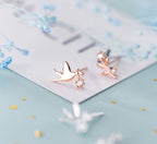 Birds & Flower Earrings Sterling Silver