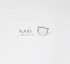 Sterling Silver Studs - Fishbone & Cat