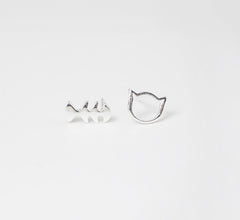 Sterling Silver Studs - Fishbone & Cat