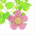 Hanging Ornaments Manuka Flower - Bamboo + Pink Satin Acrylic