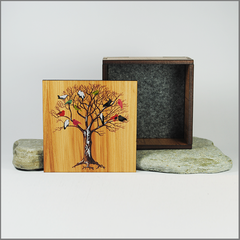 Small Square Trinket Box - Birds on Tree