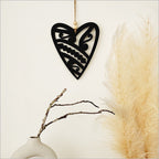 Black Acrylic Heart 5: Koru  - Kiwiana Wall Art