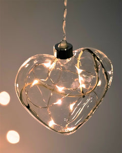 Clear Small 10cm Winter Heart Hanging Glass Light