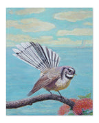 New Zealand Chitchat - Fantail Original Oil Painting