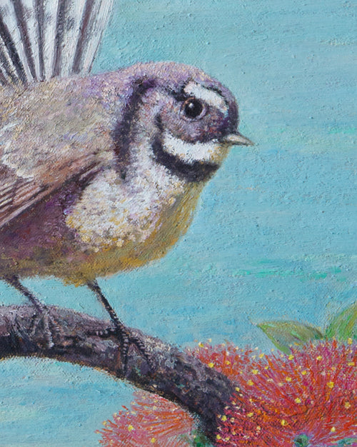 New Zealand Chitchat - Fantail Original Oil Painting