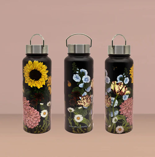 Flower Power Glass Water Bottle