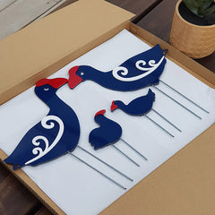 Garden Stakes Set - Pukeko Family