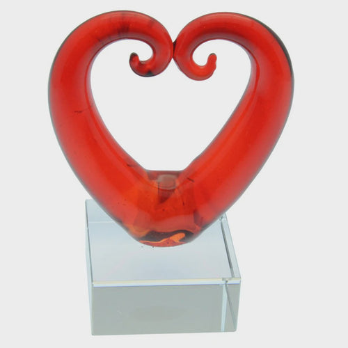 Glass Kissing Koru Heart Ornament