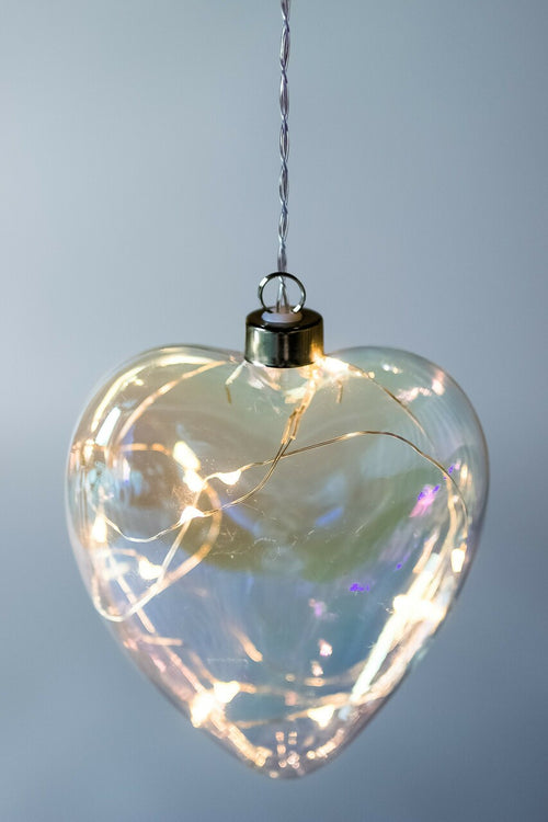 Clear Pearl Tint Heart 12cm Hanging Glass Light