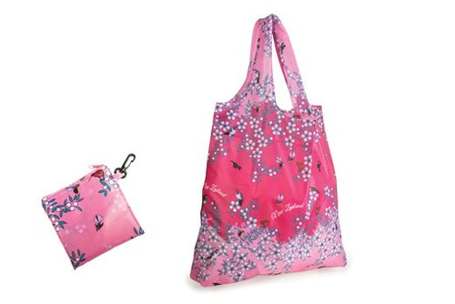 Reusable Carry Bag -Manuka Flowers & Birds Pink