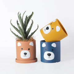 Cute Bear Face Planter - Mustard