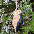 Hanging Ornament - Kingfisher (Bamboo+Blue Satin Acrylic)