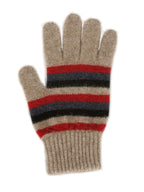 Possum Merino Multi Striped Gloves 9950 natural
