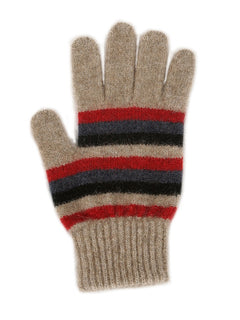Possum Merino Multi Striped Gloves 9950 natural