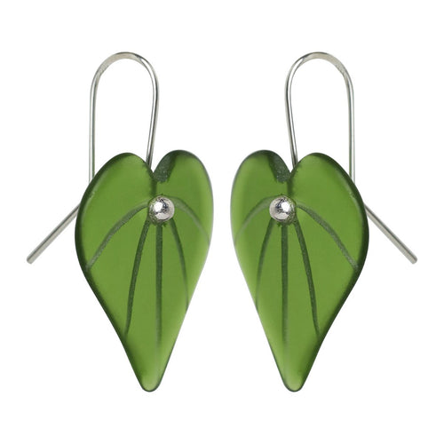 Glass Kawakawa Leaf Earrings
