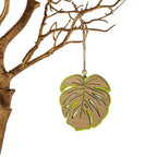 Hanging Ornament - Monstera (Bamboo+Green Satin Acrylic)
