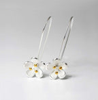 Sterling Silver Hanging Manuka Earrings - Gold Stamen