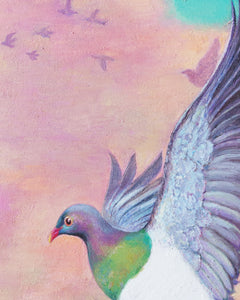 Flying Kereru - Original Oil Painting