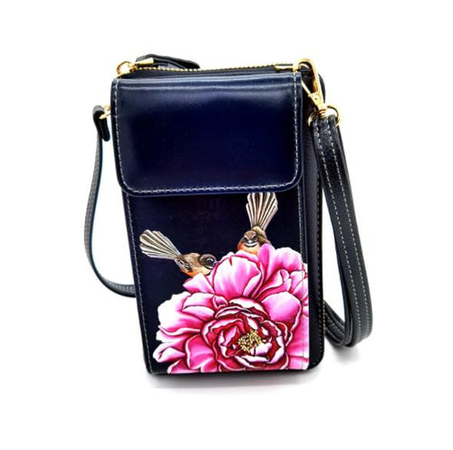New Cell Phone Bag - Fantail and Pink Flower