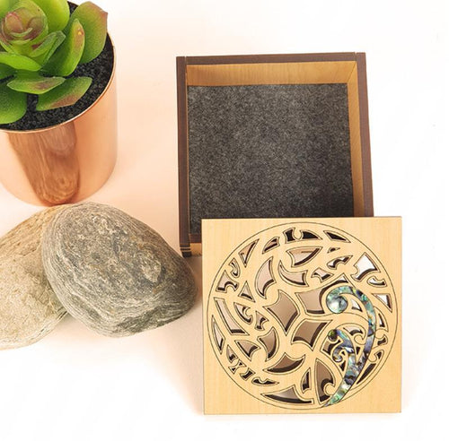 Small Square Trinket Box - Paua Circle