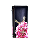 New Leather Long Walle -Fantail and Pink Flower