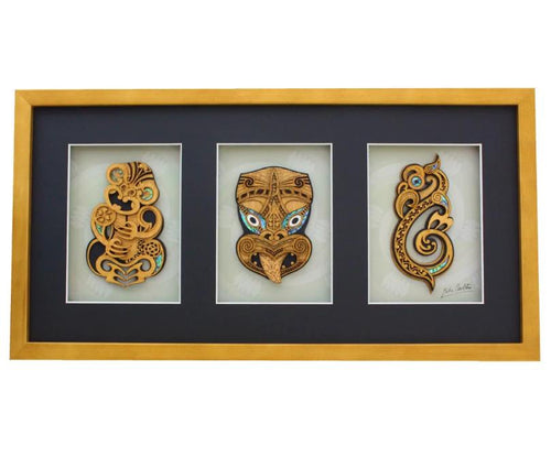 Premium  Large Triple Carving Maori Artwork