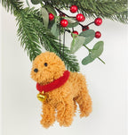 Dog with Bell Hanging Decoration Brown