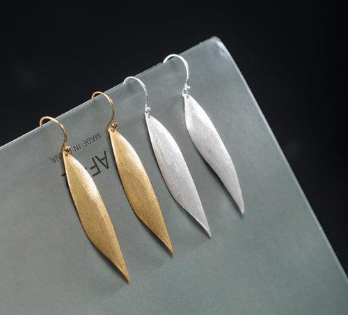 Sterling Silver Earrings - Long Leaf