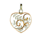Sterling Silver Pendant - Koru Heart Basket with Rose Gold Plate