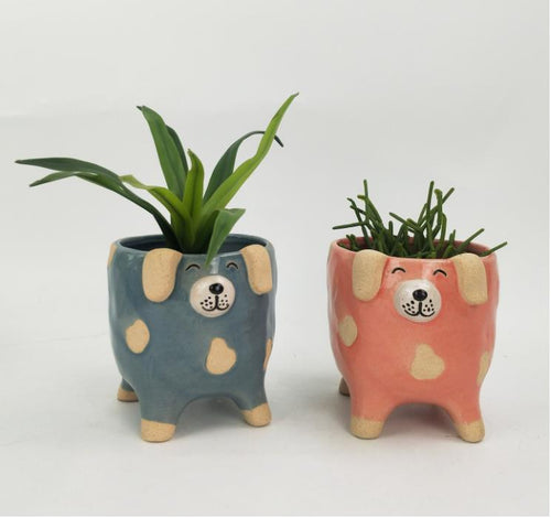 Dog Planter Pink Med 14cm