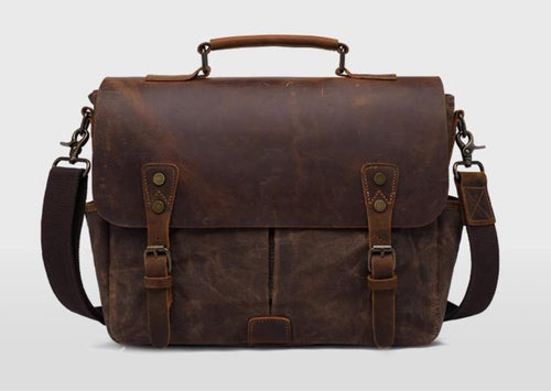Waterproof Canvas Leather Satchel Bag