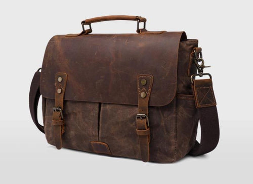 Waterproof Canvas Leather Satchel Bag