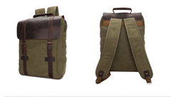 Canvas Leather Backpack With Leather Top